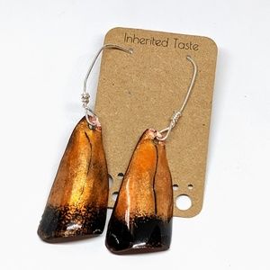 Black and Orange Handcrafted Enamel Earrings
